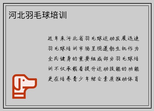 河北羽毛球培训