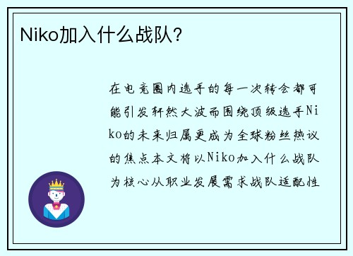Niko加入什么战队？