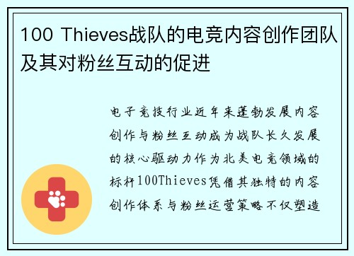 100 Thieves战队的电竞内容创作团队及其对粉丝互动的促进